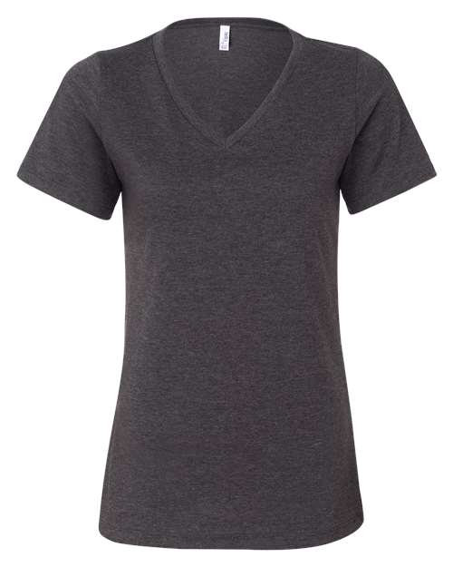 BELLA + CANVAS 6405CVC Women's Relaxed Heather CVC V-Neck Tee - Dark Grey Heather - front