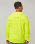 Badger 4105 Unisex B-Core Hooded Long Sleeve T-Shirt - Safety Yellow - model back