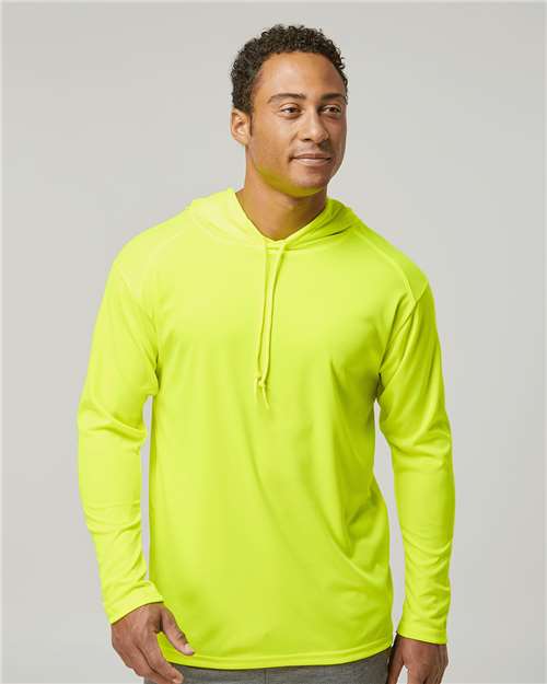 Badger 4105 Unisex B-Core Hooded Long Sleeve T-Shirt - Safety Yellow - model front