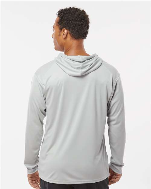 Badger 4105 Unisex B-Core Hooded Long Sleeve T-Shirt - Silver - model back
