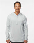 Badger 4105 Unisex B-Core Hooded Long Sleeve T-Shirt - Silver - model front