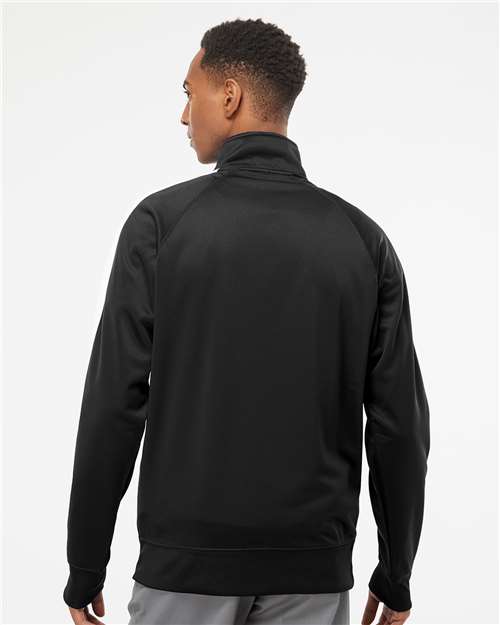 Independent Trading Co. EXP70PTZ Men's Lightweight Poly-Tech Full-Zip Track Jacket - Black - model back