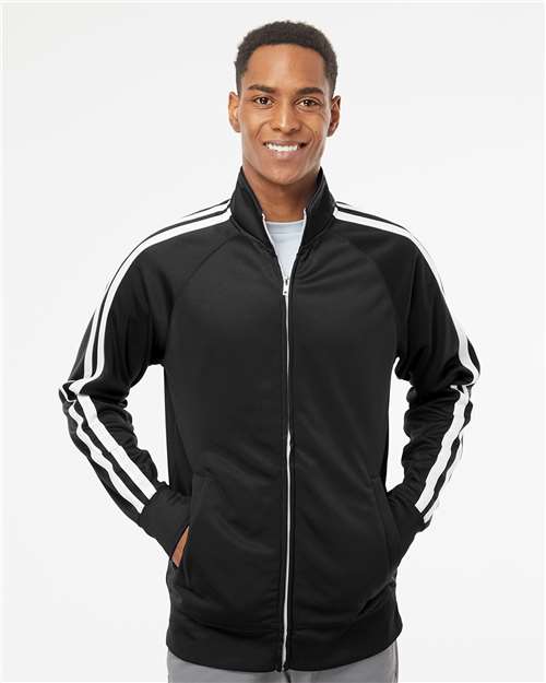 Independent Trading Co. EXP70PTZ Men's Lightweight Poly-Tech Full-Zip Track Jacket - Black - model front