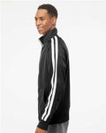 Independent Trading Co. EXP70PTZ Men's Lightweight Poly-Tech Full-Zip Track Jacket - Black - model side