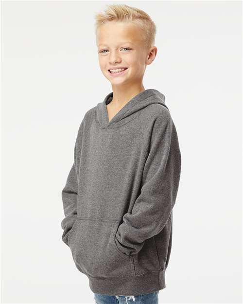 Independent Trading Co. PRM15YSB Youth Lightweight Special Blend Raglan Hooded Sweatshirt - Nickel - model side