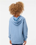 Independent Trading Co. PRM15YSB Youth Lightweight Special Blend Raglan Hooded Sweatshirt - Pacific - model back