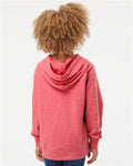 Independent Trading Co. PRM15YSB Youth Lightweight Special Blend Raglan Hooded Sweatshirt - Pomegranate - model back