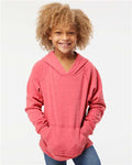 Independent Trading Co. PRM15YSB Youth Lightweight Special Blend Raglan Hooded Sweatshirt - Pomegranate - model front
