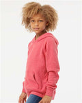 Independent Trading Co. PRM15YSB Youth Lightweight Special Blend Raglan Hooded Sweatshirt - Pomegranate - model side
