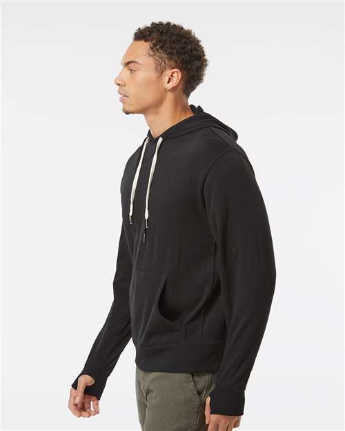 Independent Trading Co. PRM90HT Unisex Midweight French Terry Hooded Sweatshirt - Black - model side