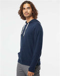 Independent Trading Co. PRM90HT Unisex Midweight French Terry Hooded Sweatshirt - Navy Heather - model side