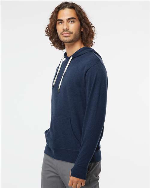 Independent Trading Co. PRM90HT Unisex Midweight French Terry Hooded Sweatshirt - Navy Heather - model side