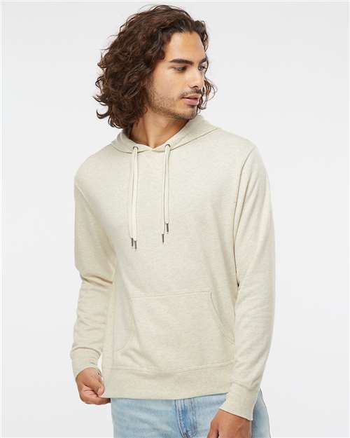 Independent Trading Co. PRM90HT Unisex Midweight French Terry Hooded Sweatshirt - Oatmeal Heather - model front