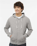 J. America 8872 Men's Triblend Full-Zip Hooded Sweatshirt - Grey Triblend - model front