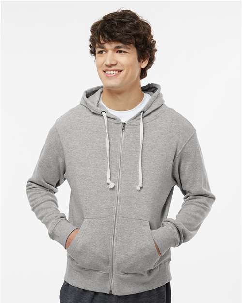 J. America 8872 Men's Triblend Full-Zip Hooded Sweatshirt - Grey Triblend - model front