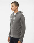 J. America 8872 Men's Triblend Full-Zip Hooded Sweatshirt - Smoke Triblend - model side