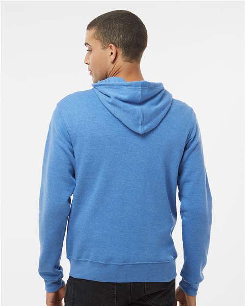 J. America 8872 Men's Triblend Full-Zip Hooded Sweatshirt - Cool Royal Triblend - model back