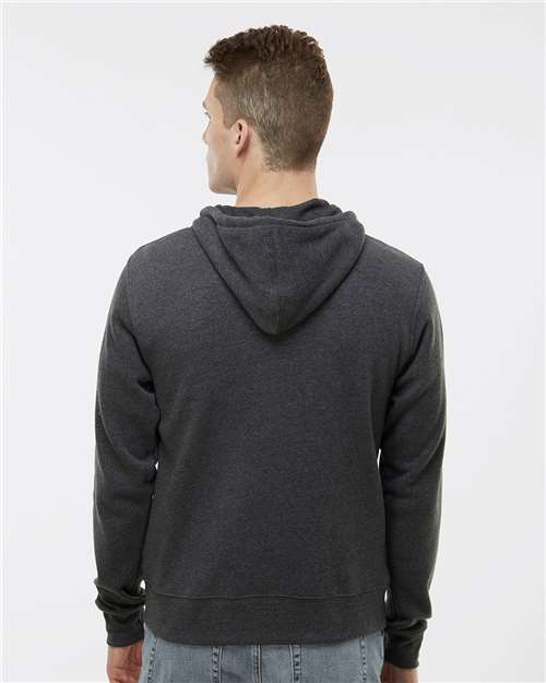 J. America 8872 Men's Triblend Full-Zip Hooded Sweatshirt - Black Triblend - model back