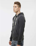 J. America 8872 Men's Triblend Full-Zip Hooded Sweatshirt - Black Triblend - model side