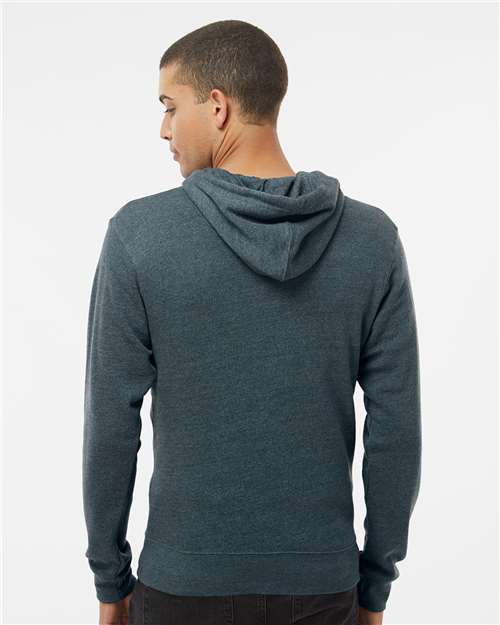 J. America 8872 Men's Triblend Full-Zip Hooded Sweatshirt - Navy Triblend - model back