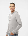 J America 8871 Triblend Fleece Hooded Sweatshirt - Grey Triblend - model side