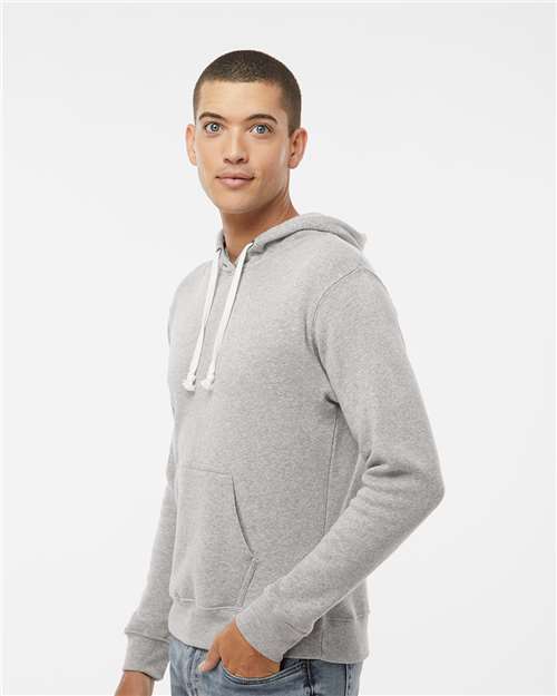 J America 8871 Triblend Fleece Hooded Sweatshirt - Grey Triblend - model side