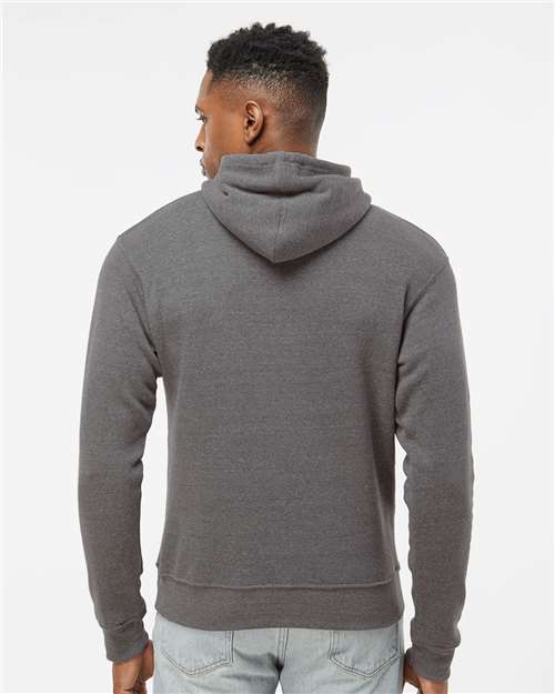J America 8871 Triblend Fleece Hooded Sweatshirt - Smoke Triblend - model back