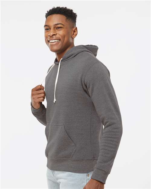 J America 8871 Triblend Fleece Hooded Sweatshirt - Smoke Triblend - model side