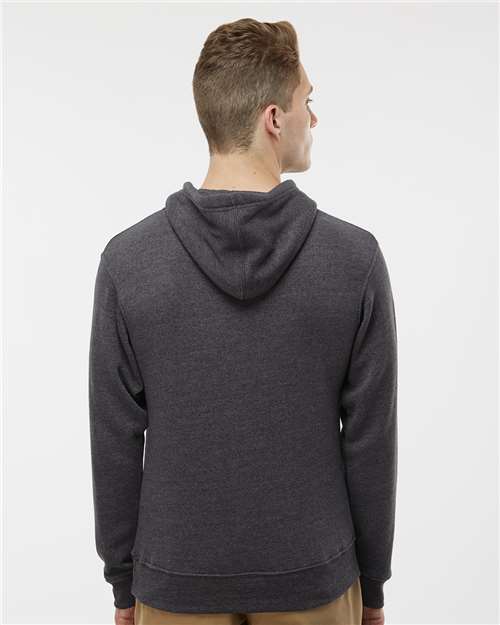 J America 8871 Triblend Fleece Hooded Sweatshirt - Black Triblend - model back