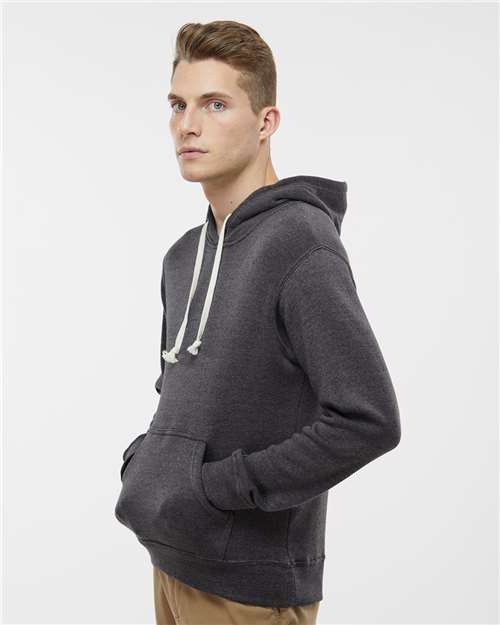 J America 8871 Triblend Fleece Hooded Sweatshirt - Black Triblend - model side