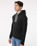 J America 8871 Triblend Fleece Hooded Sweatshirt - Black Solid - model back
