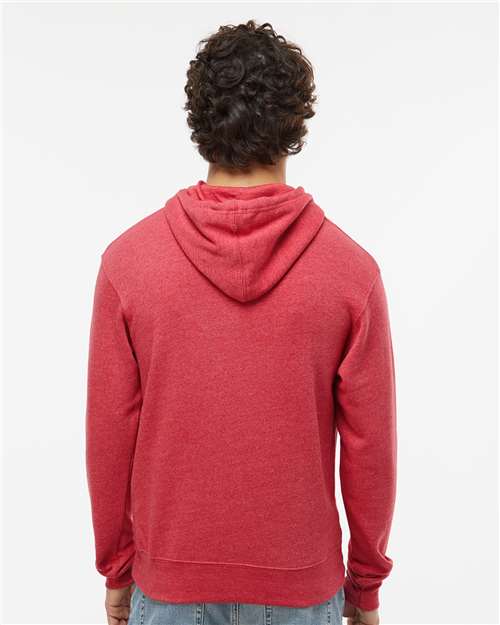 J America 8871 Triblend Fleece Hooded Sweatshirt - Red Triblend - model back