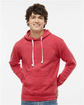 J America 8871 Triblend Fleece Hooded Sweatshirt - Red Triblend - model front