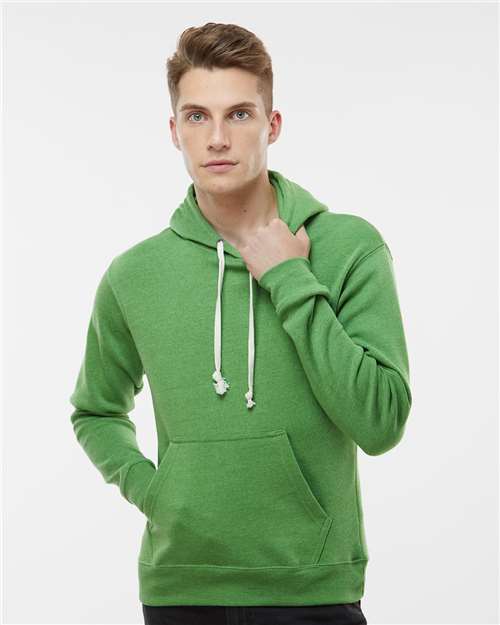 J America 8871 Triblend Fleece Hooded Sweatshirt - Green Triblend - model front