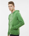 J America 8871 Triblend Fleece Hooded Sweatshirt - Green Triblend - model side