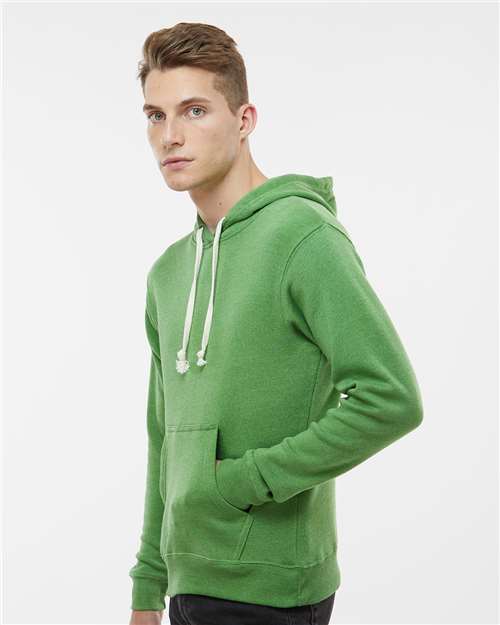 J America 8871 Triblend Fleece Hooded Sweatshirt - Green Triblend - model side