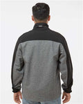 DRI DUCK 5350 Men's Motion Soft Shell Jacket - Black Heather/ Black - model back