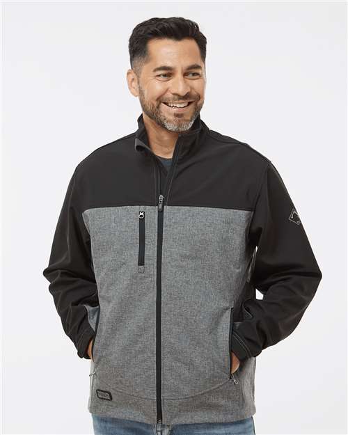 DRI DUCK 5350 Men's Motion Soft Shell Jacket - Black Heather/ Black - model front