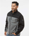 DRI DUCK 5350 Men's Motion Soft Shell Jacket - Black Heather/ Black - model side