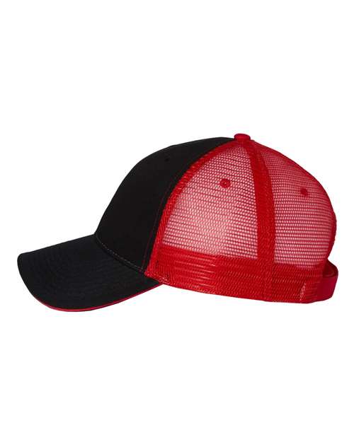 Valucap S102 Sandwich Trucker Cap - Black/ Red - side