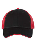Valucap S102 Sandwich Trucker Cap - Black/ Red - front