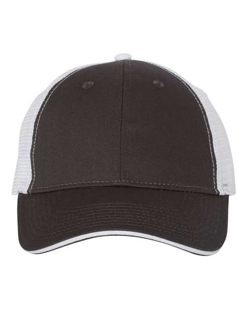 Valucap S102 Sandwich Trucker Cap - Charcoal/ White - front