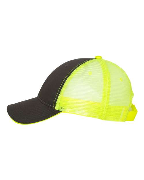 Valucap S102 Sandwich Trucker Cap - Charcoal/ Neon Yellow - side