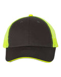 Valucap S102 Sandwich Trucker Cap - Charcoal/ Neon Yellow - front