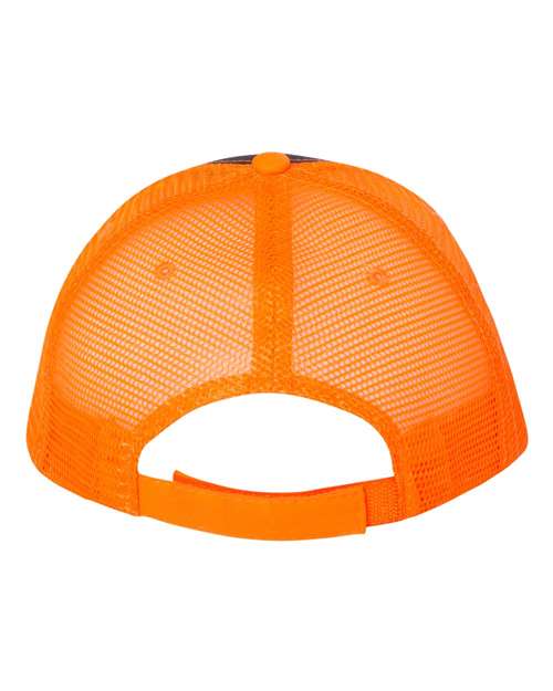 Valucap S102 Sandwich Trucker Cap - Charcoal/ Neon Orange - back