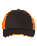 Valucap S102 Sandwich Trucker Cap - Charcoal/ Neon Orange - front