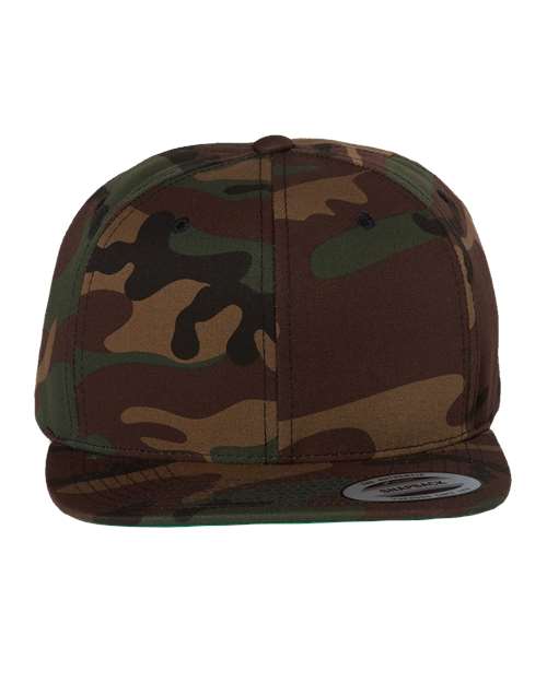 Yupoong 6089M Premium Flat Bill Snapback Cap - Green Camo - front