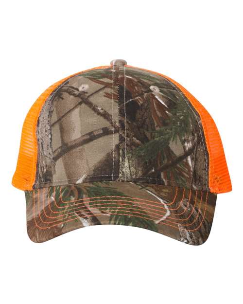 Kati LC5M Licensed Camo Mesh Back Cap - Realtree AP/ Neon Orange - front