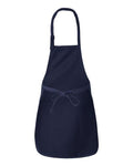 Q-Tees Q4350 Full-Length Apron with Pockets - Navy - back