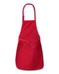 Q-Tees Q4350 Full-Length Apron with Pockets - Red - back